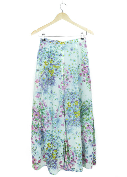 Vintage long floral printed circle skirt