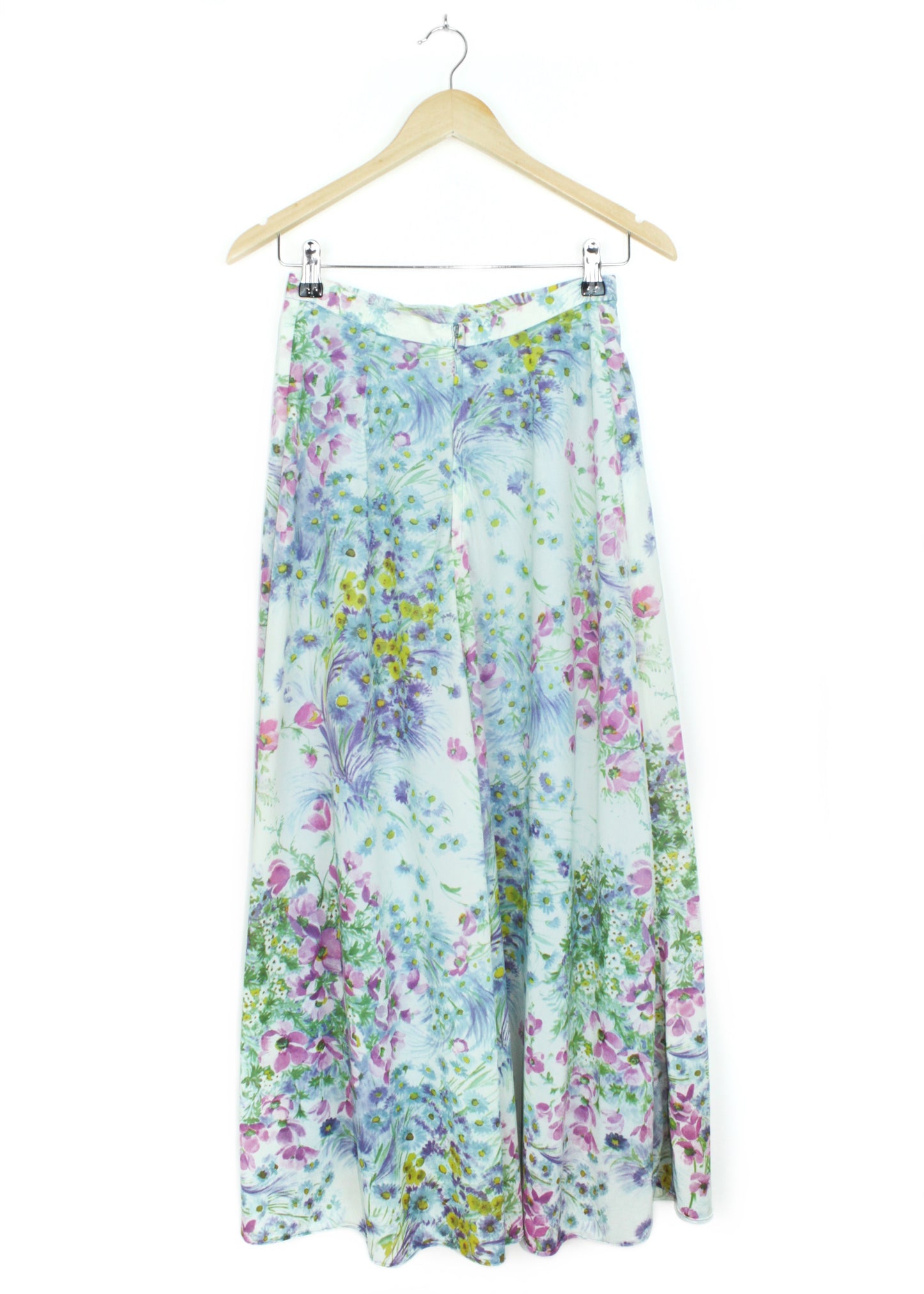 Vintage long floral printed circle skirt