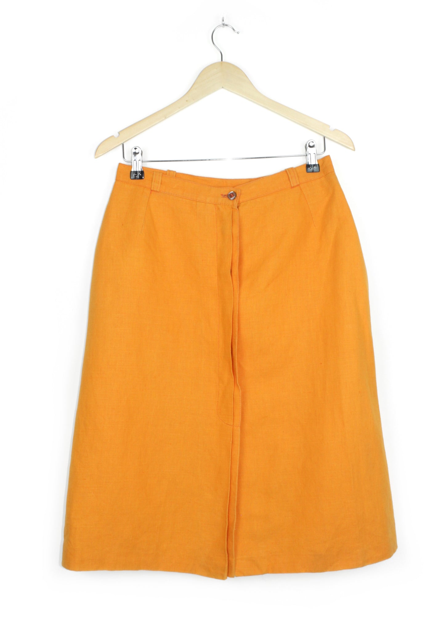 Vintage linen midi skirt in orange