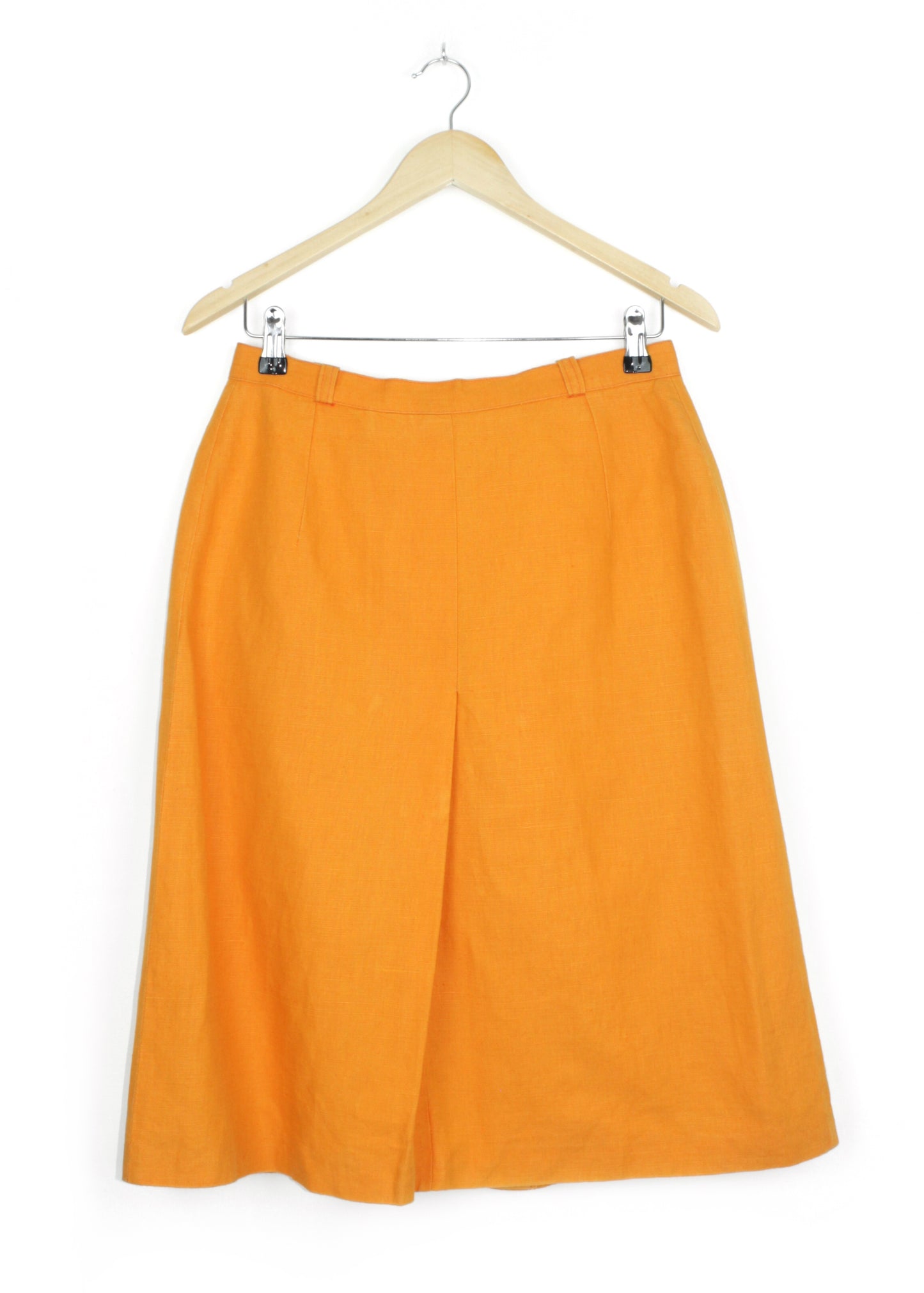 Vintage linen midi skirt in orange