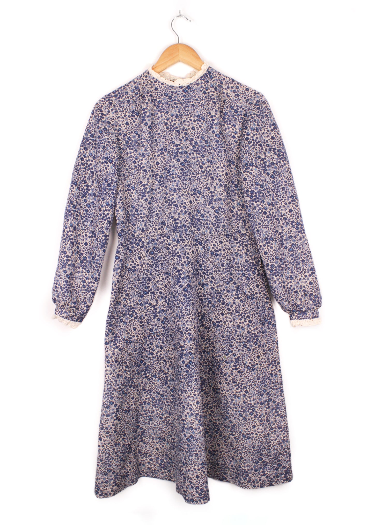 Floral printed dress in cream and blue
