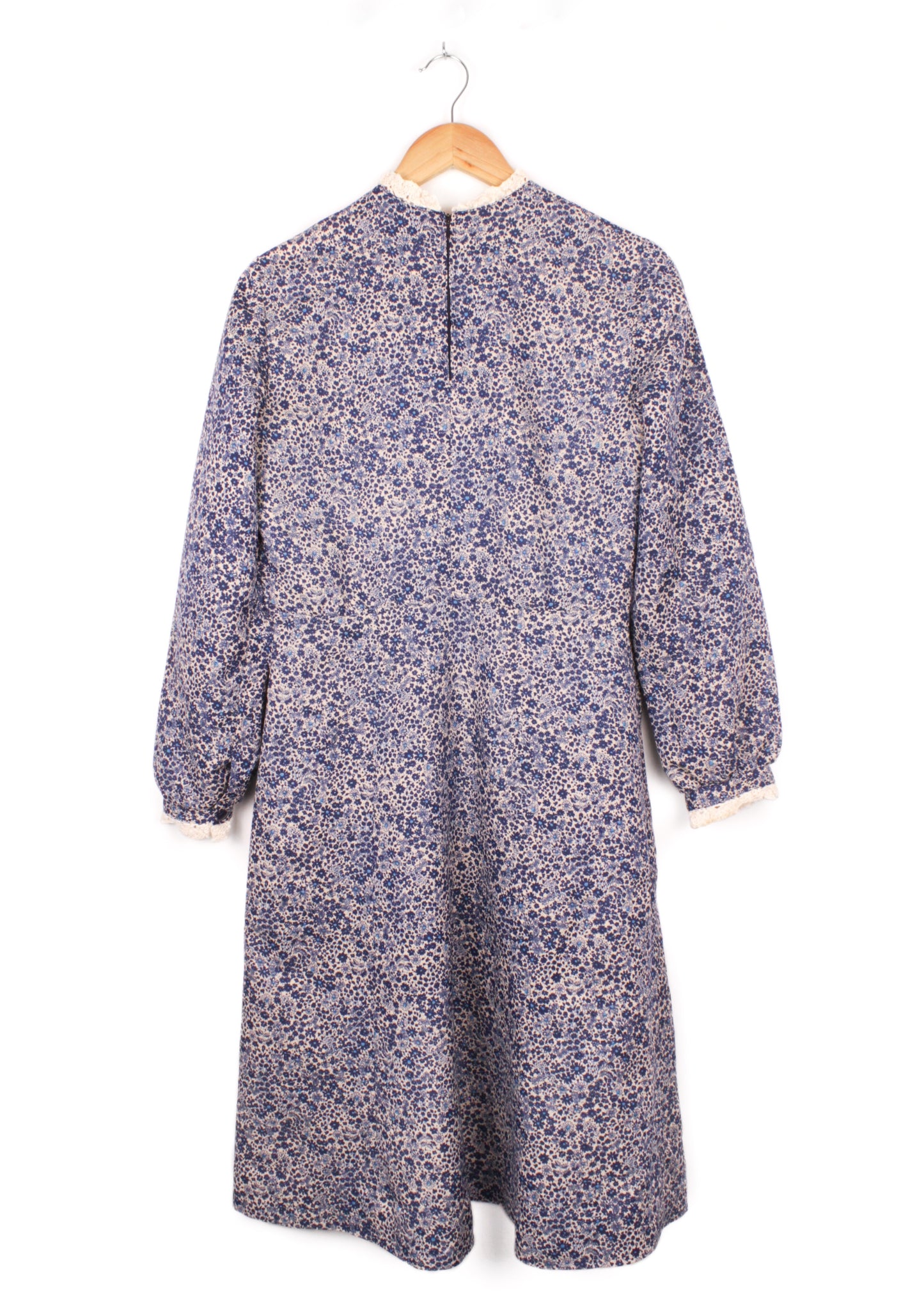 Floral printed dress in cream and blue