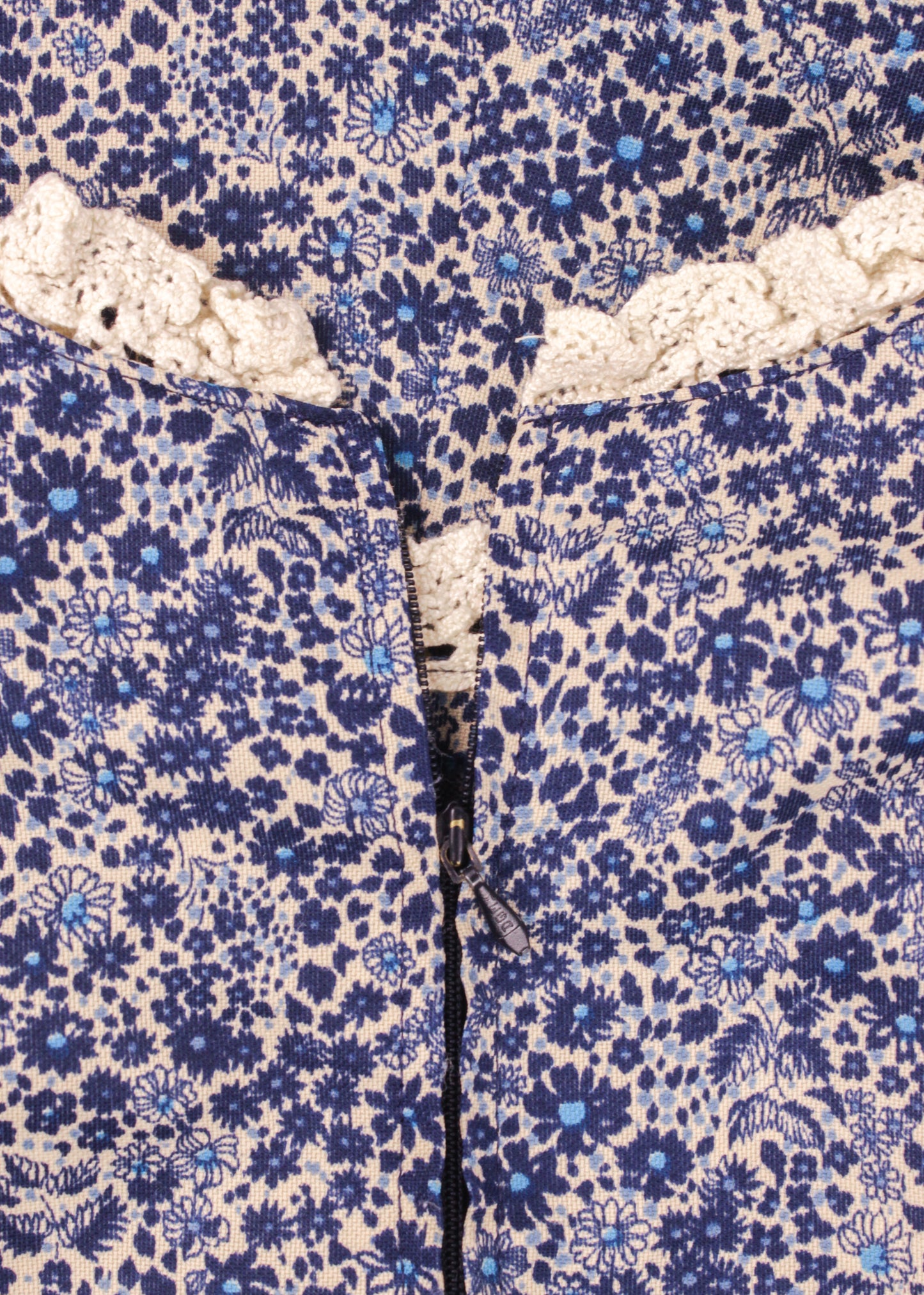 Floral printed dress in cream and blue