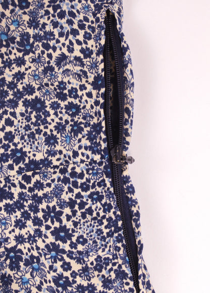 Floral printed dress in cream and blue