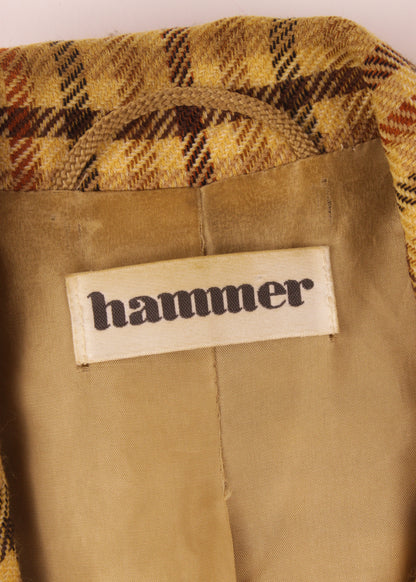 Women's Woolen checked jacket in yellow and brown