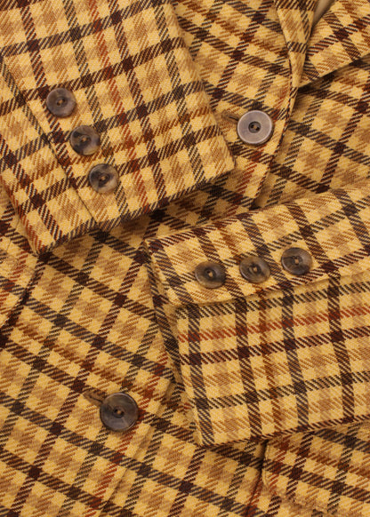 Women's Woolen checked jacket in yellow and brown