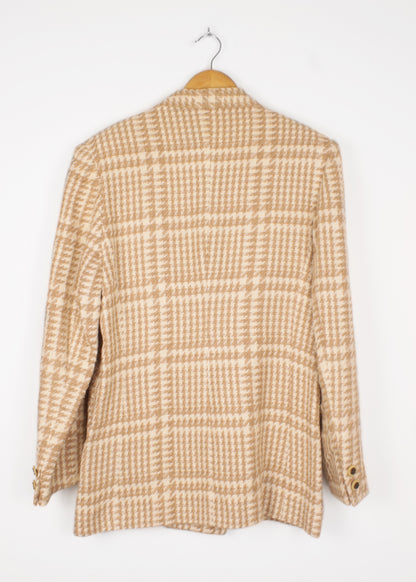 Houndstooth women's jacket in beige and brown