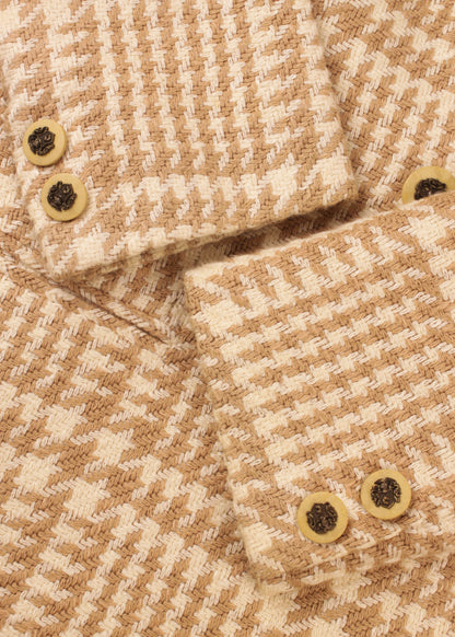 Houndstooth women's jacket in beige and brown