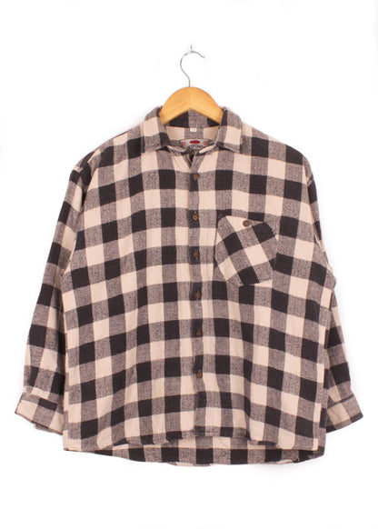 Checked shirt in black and beige