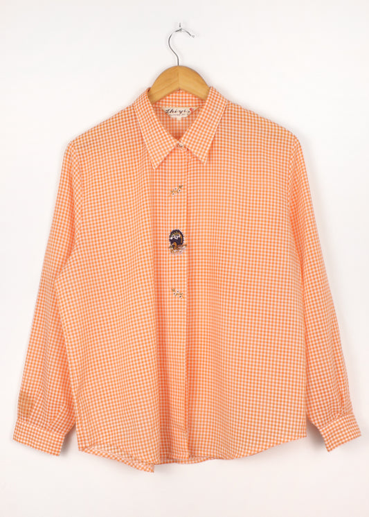 Vintage 70's checked shirt in orange