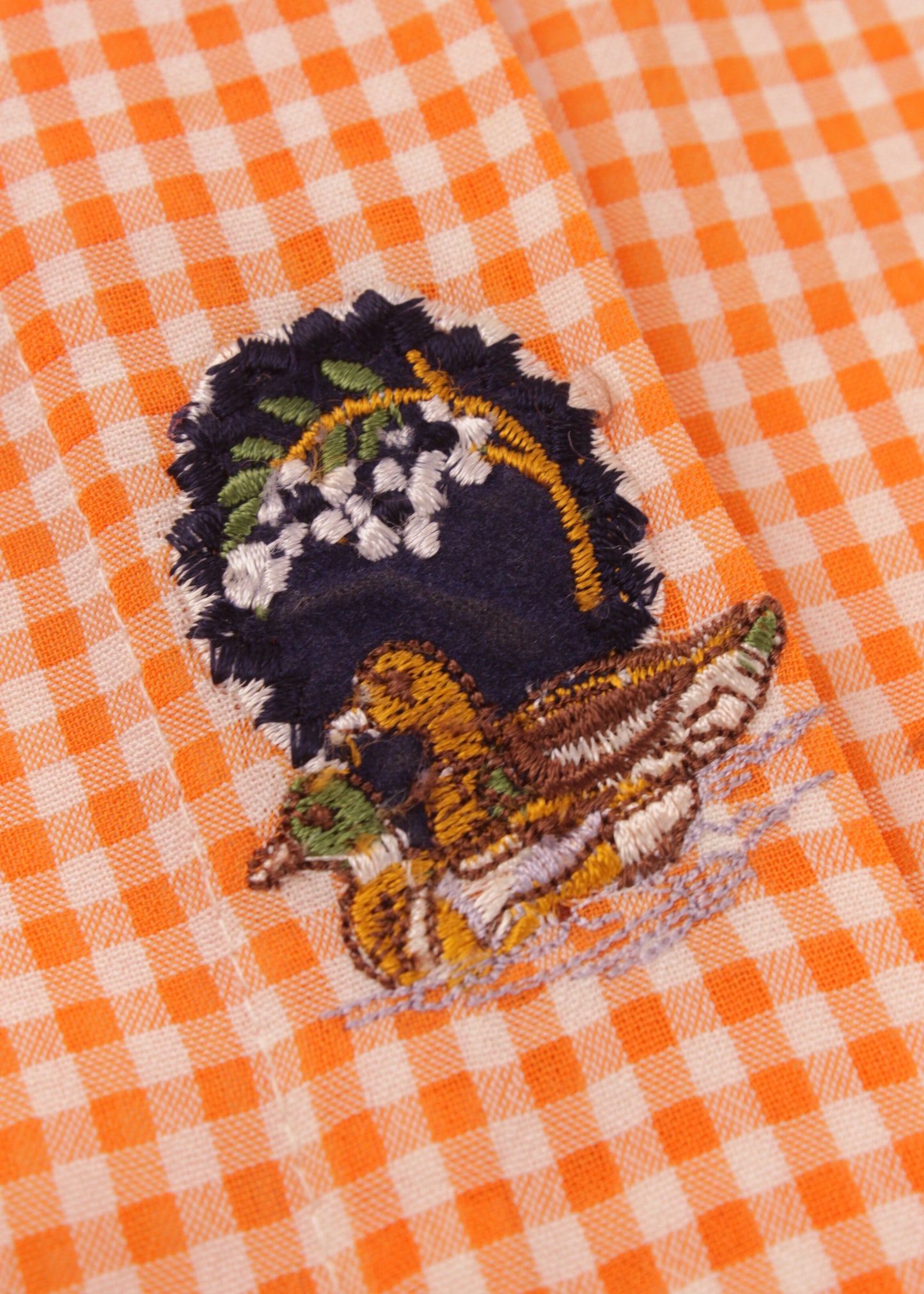 Vintage 70's checked shirt in orange