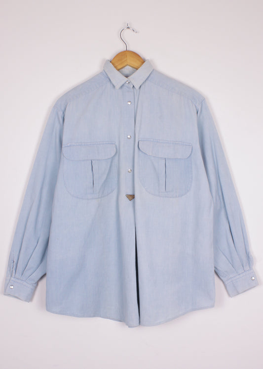 Vintage corduroy shirt in sky blue