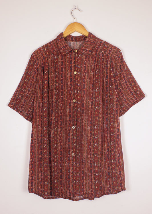 Vintage printed shirt in burgundy