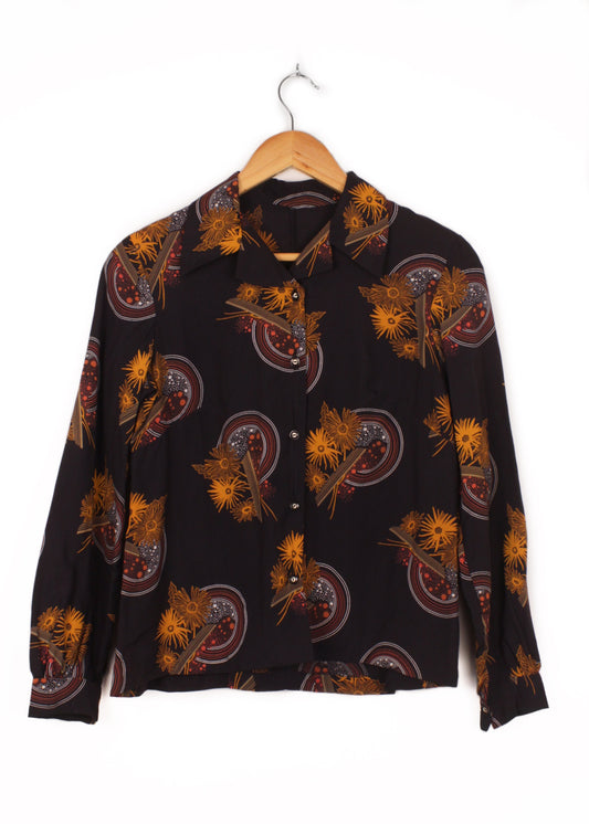 Vintage printed blouse in black