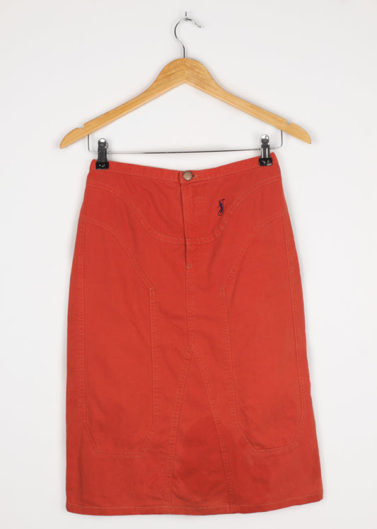 Red jean skirt