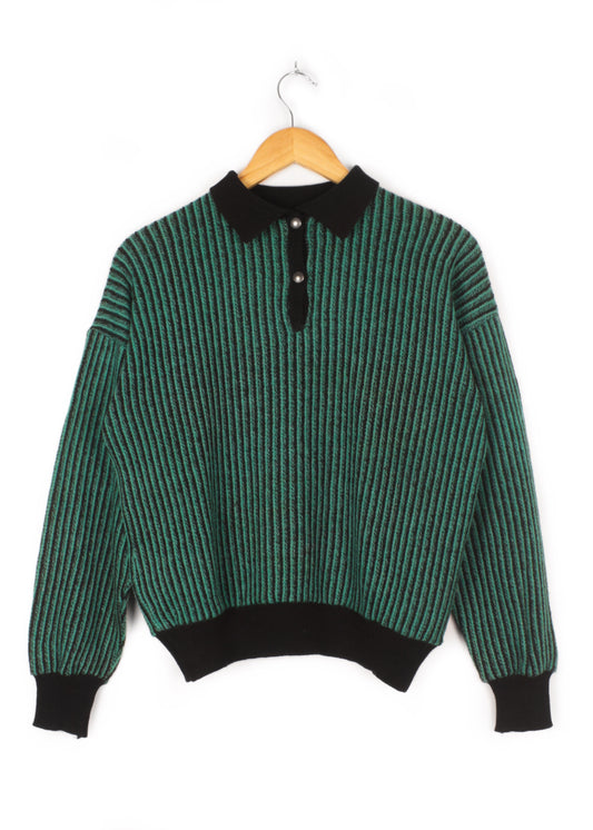 Striped sweater in green and black