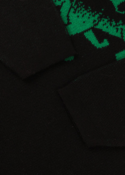 Woolen sweater in green and black