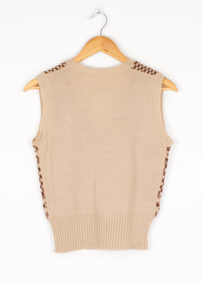 Knit vest in beige and brown