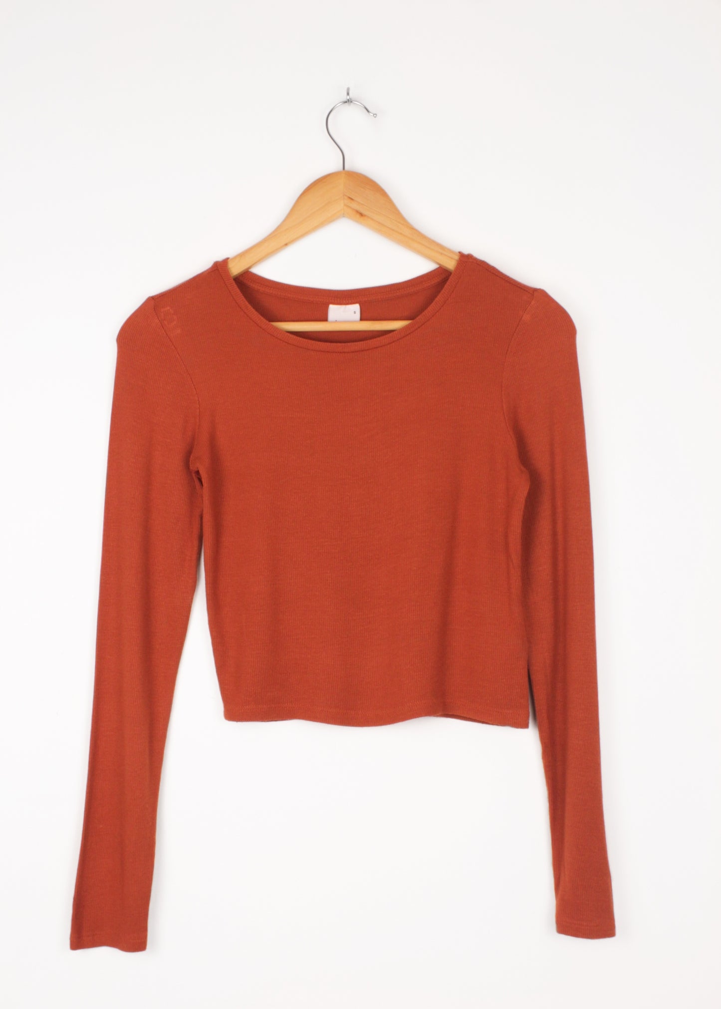 Ribbed crop jumper in sienna