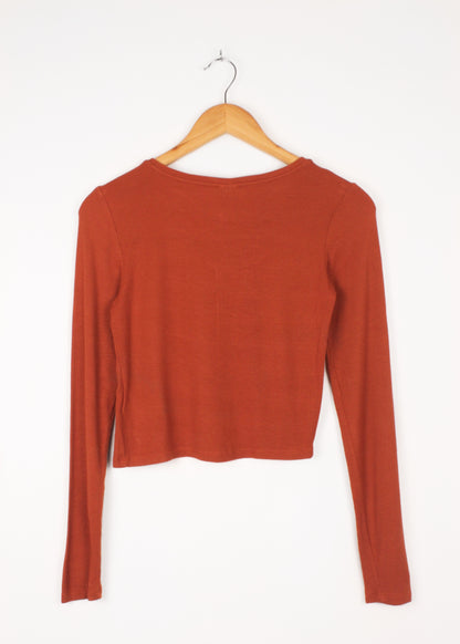 Ribbed crop jumper in sienna