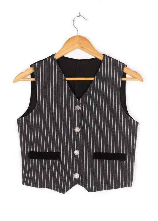 Striped vest in black