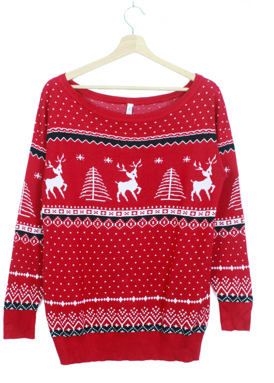 Christmas sweater in red with deer